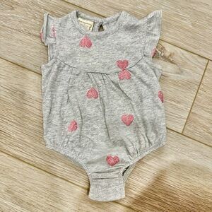 First Impressions Gray and Pink Heart Bodysuit